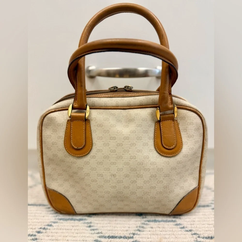 GUCCI Vintage 80’s Brown GG Monogram Signature Micro Supreme Top Handle Handbag